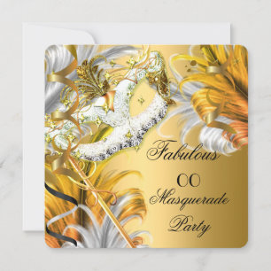 Invitation Masquerade Party Fabuleux Anniversaire Or Argent