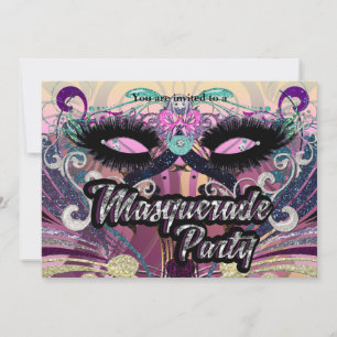 Invitation Masquerade Party Glam Eyelashes Masque