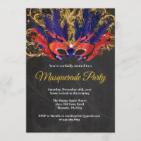 Masquerade Party Magique nuit Rouge Gold Blue