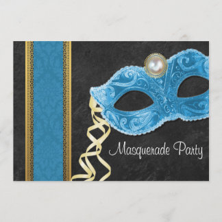 Invitation Masquerade Party - turquoise & or