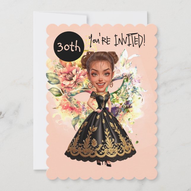 Invitation Masquerade personnalisée 30e anniversaire Bash (Devant)