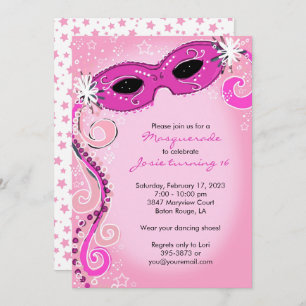 Invitation Masquerade : Pink Sweet 16 Ball