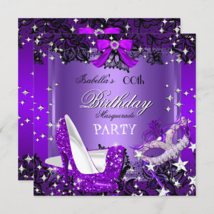 Invitation Masquerade Purple Parties scintillant High Heures