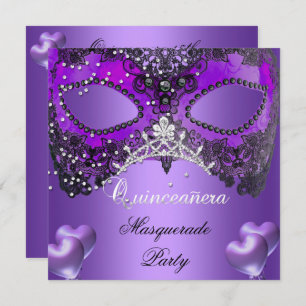 Invitation Masquerade Quinceanera 15 Anniversaire violet