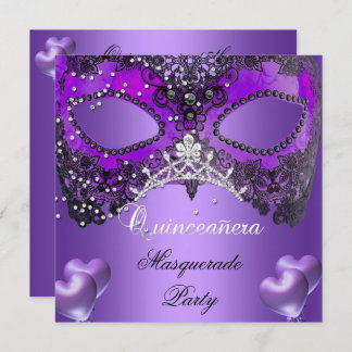 Invitation Masquerade Quinceanera 15 Anniversaire violet