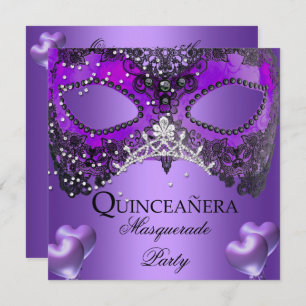 Invitation Masquerade Quinceanera 15 Anniversaire violet