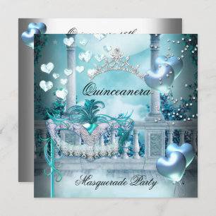 Invitation Masquerade Quinceanera 15 fête d'anniversaire Turq
