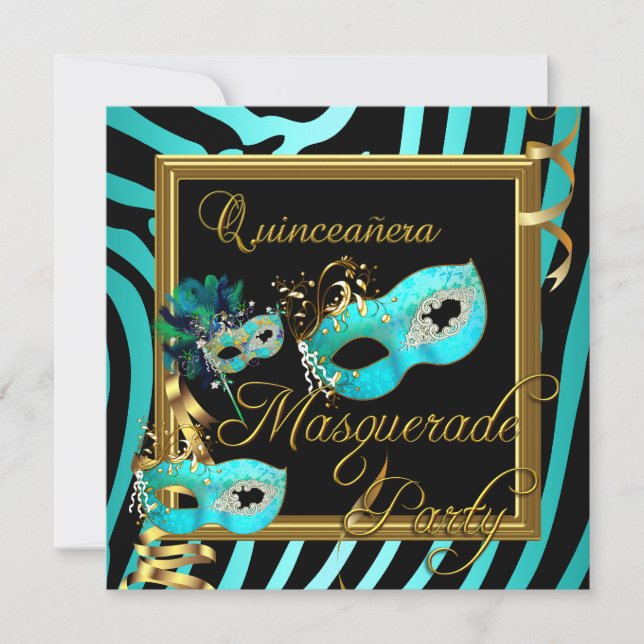 Invitation Masquerade Quinceanera 15 Zebra Anniversaire (Devant)