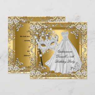 Invitation Masquerade Quinceanera 15e anniversaire Masque Or 