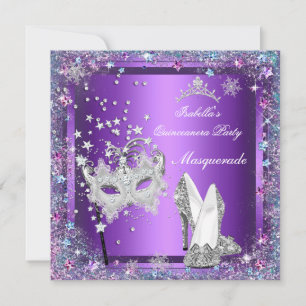 Invitation Masquerade Quinceanera 15ème Parti Purple Tiara