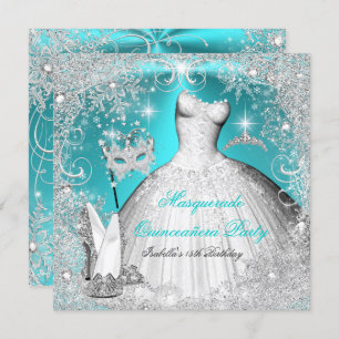Invitation Masquerade Quinceanera Party Turquoise Flèche de n