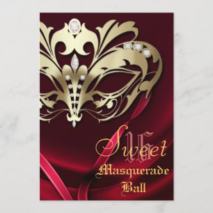 Invitation Masquerade Red Jeweled 16