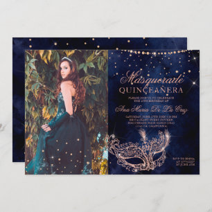 Invitation Masquerade rose or parties scintillant quinceanera