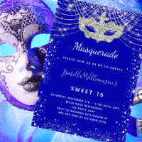 Masquerade royal bleu argent Sweet 16 partie luxe