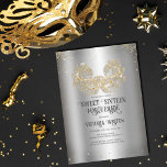 Invitation Masquerade Sparkly Parties scintillant or argent d<br><div class="desc">Cette invitation à la fête d'anniversaire de sweet sixteen, moderne et chic, est parfaite pour la jeune fille moderne et élégante. Il est doté d'un masque de mascarade de parties scintillant en or scintillant sur mesure sur un arrière - plan et confetti en parties scintillant de rêve argenté. C'est élégant,...</div>