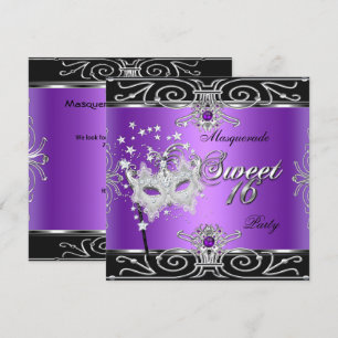 Invitation Masquerade Sweet 16 Seize Ans Anniversaire Violet