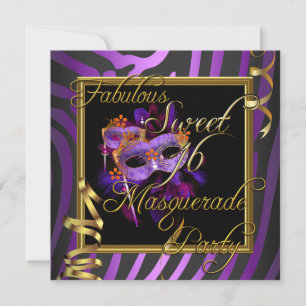 Invitation Masquerade Sweet 16 Sweet sixteen Or violet