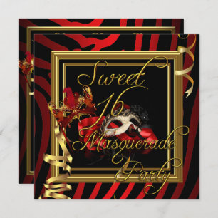 Invitation Masquerade Sweet 16 Sweet sixteen Zèbre Rouge