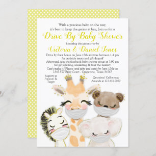 Invitation Masques d'animaux neutres selon le sexe par Baby s