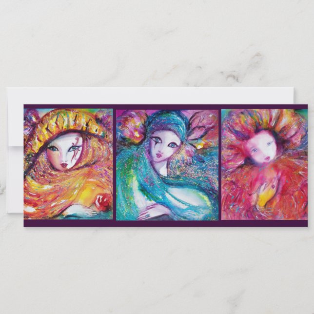 Invitation MASQUES EN BLEU ROUGE JAUNE VÉNÉTIENNE Fête Mascar (Devant)