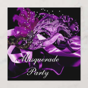 Invitation Masques violet noir Masquerade Ball Party 2