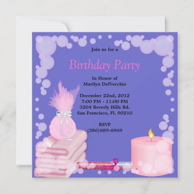 Invitation Massage de Bath de spa et partie doux MIGNONS (Devant)