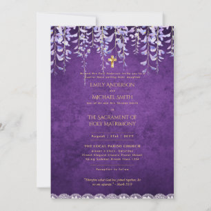 Invitation Masse nuptiale Mariage catholique Purple Wisteria