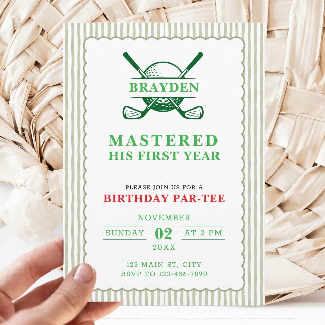 Invitation Mastered His First Year Birthday Golf 1st Birthday (Créateur téléchargé)