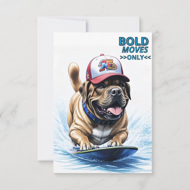 Invitation Mastiff Dogue anglais planche de surf vacances (Devant)