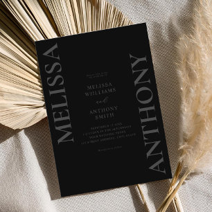 Invitation Mat minimaliste noir Mariage moderne