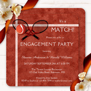 Invitation Match de Tennis Thématique Engagement Party Invita