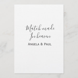 Invitation Match made in heaven name couple wedding simple