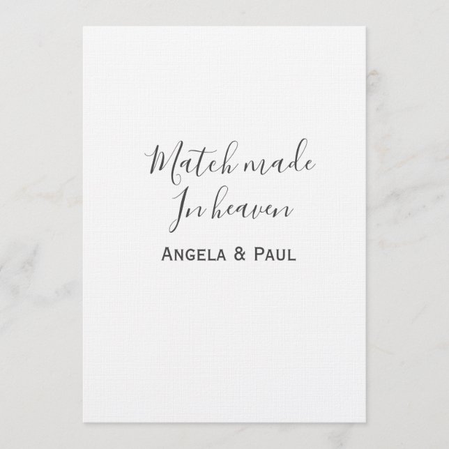 Invitation Match made in heaven name couple wedding simple  (Devant)
