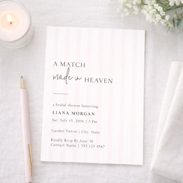 Invitation Match Made in Heaven Stripe Bridal Shower Invite (Créateur téléchargé)