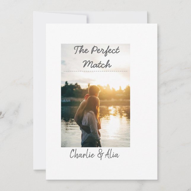 Invitation match parfait photo couple mariage moderne ajouter (Devant)
