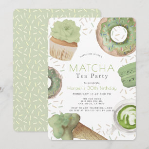 Invitation Matcha Sweets Green Tea Party Adulte Anniversaire