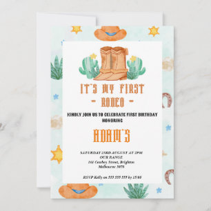 Invitation maternelle Mon Premier Rodéo Cowboy 
