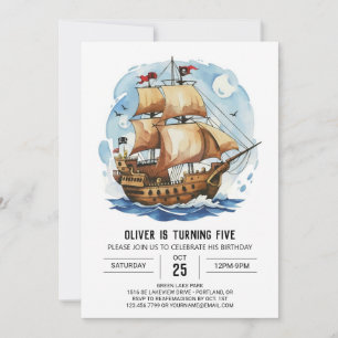 Invitation Matey Happy Nautical Pirate Anniversaire