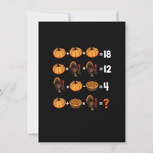 Invitation Math Teacher Humor Thanksgiving Weekend Order Of O (Devant)