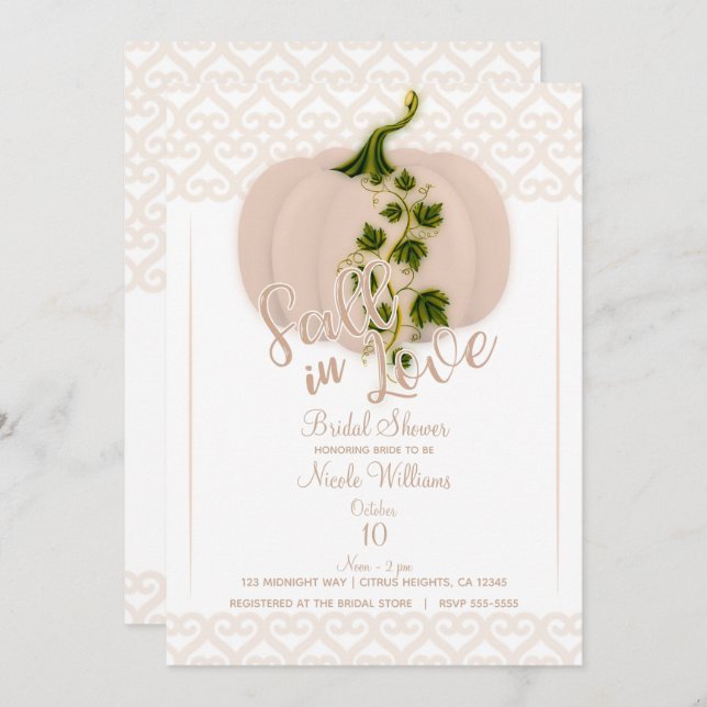 Invitation Matte rose Citrouille TOMBE AMOUR Coeurs Fête des  (Devant / Derrière)