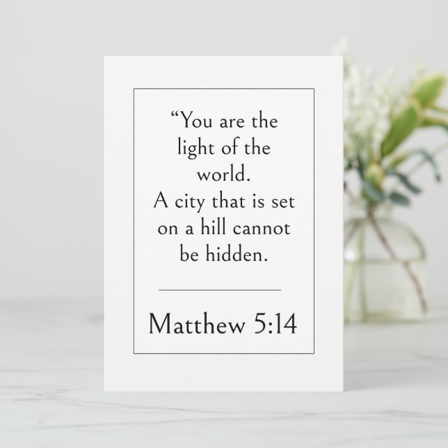Invitation Matthieu 5:14 Verset Biblique, Écriture Encouragea (Debout devant)
