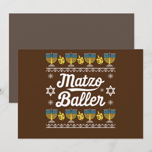 Invitation Matzo Baller Long Sleeve Funny Hanukkah Gifts (Devant / Derrière)