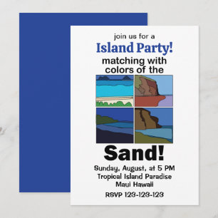 Invitation Maui Hawaï Fête sur l'Île aux Couleurs de Sable Co