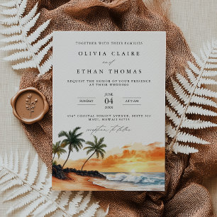 Invitation Maui Hawaii Tropical Beach Destination Mariage