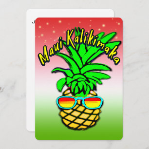 Invitation Maui Kalikimaka Pun Hawaiian Christmas Pineappy