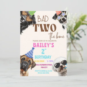 Invitation Mauvais Deux Chien Chien Chien Os Anniversaire