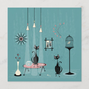 Invitation Mauvais Milieu du Siècle / Chat à main rouge II B