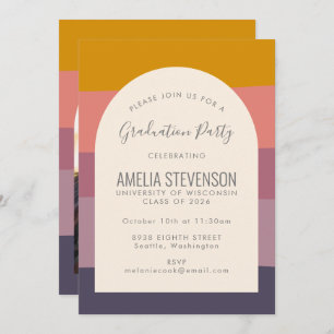 Invitation Mauve Abstraite Géométrique Partie de Graduation P