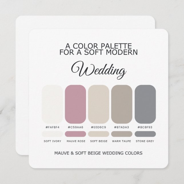 Invitation Mauve and Beige Wedding Color Palette Card (Devant / Derrière)