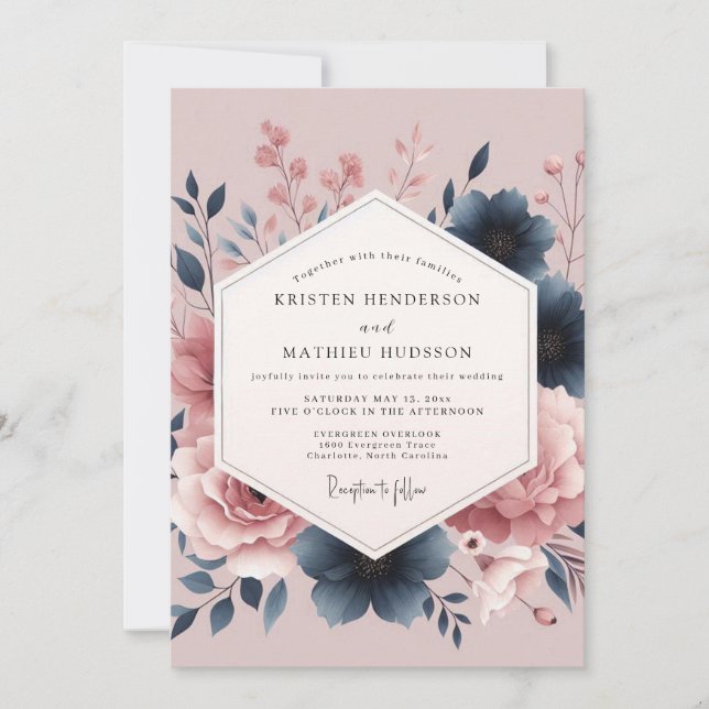 Invitation Mauve Bloom Botanical Romance Wedding (Devant)